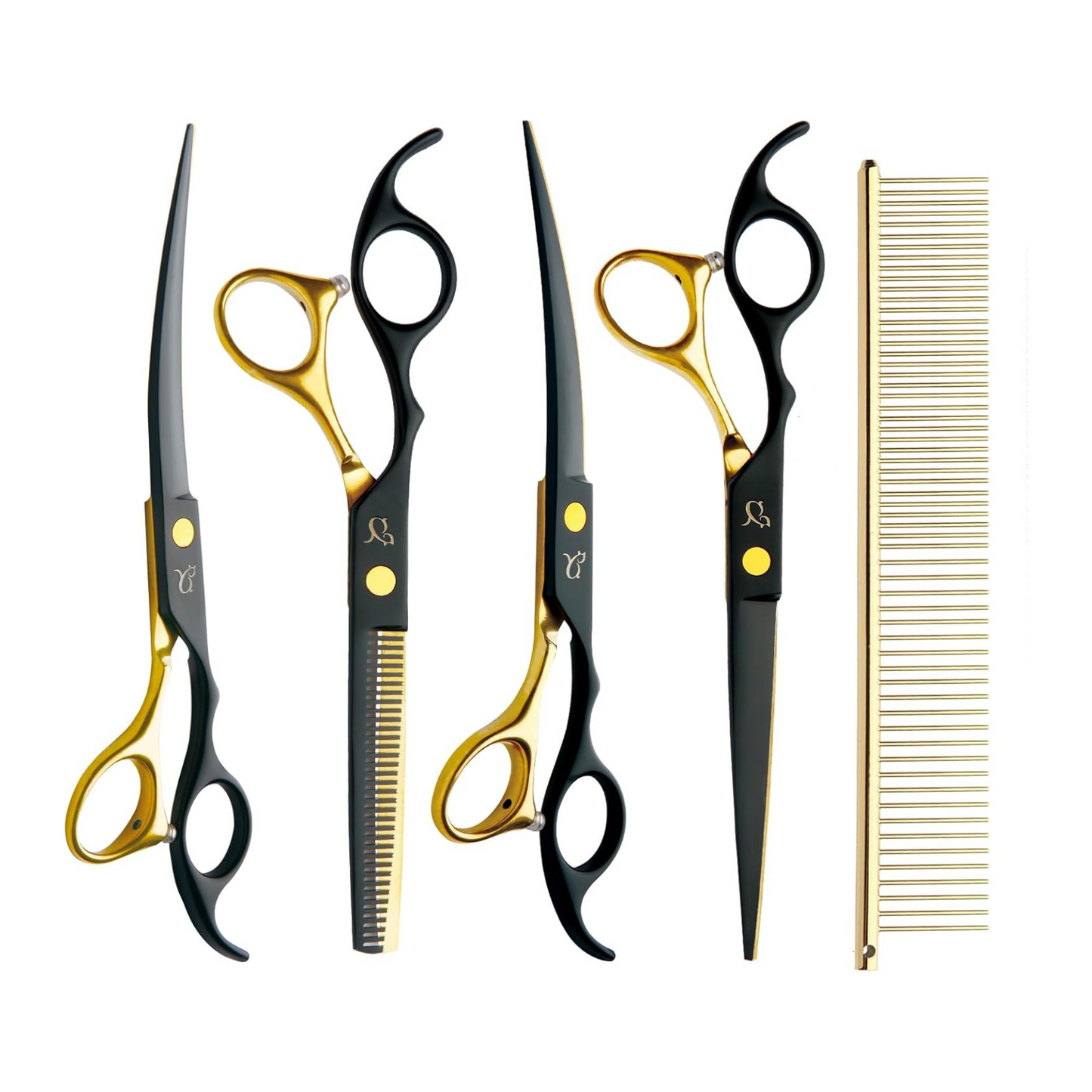 Dog Grooming Shears – Curved & Thinning Set