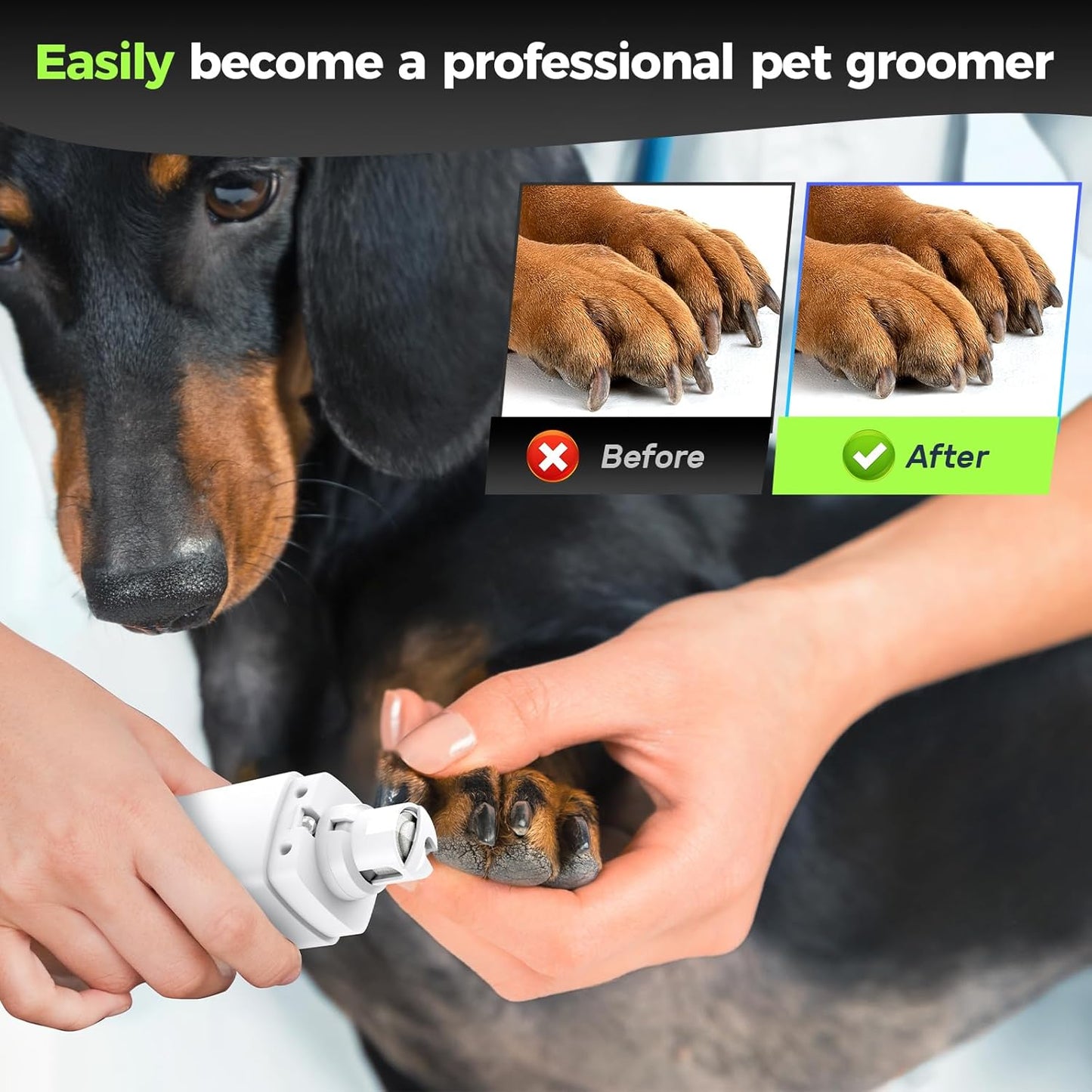 Quiet Dog Nail Grinder with LED Light | USB Rechargeable
