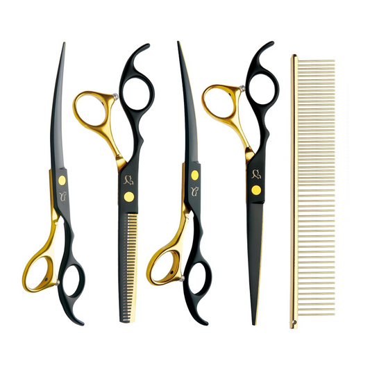 Dog Grooming Shears – Curved & Thinning Set
