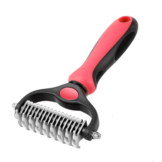 Double-Sided Pet Deshedding & Dematting Brush – Pink