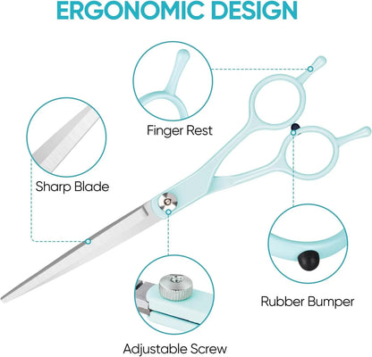 Dog Grooming Scissors Kit – 4-Piece Pro Set with Comb & Curved Tools