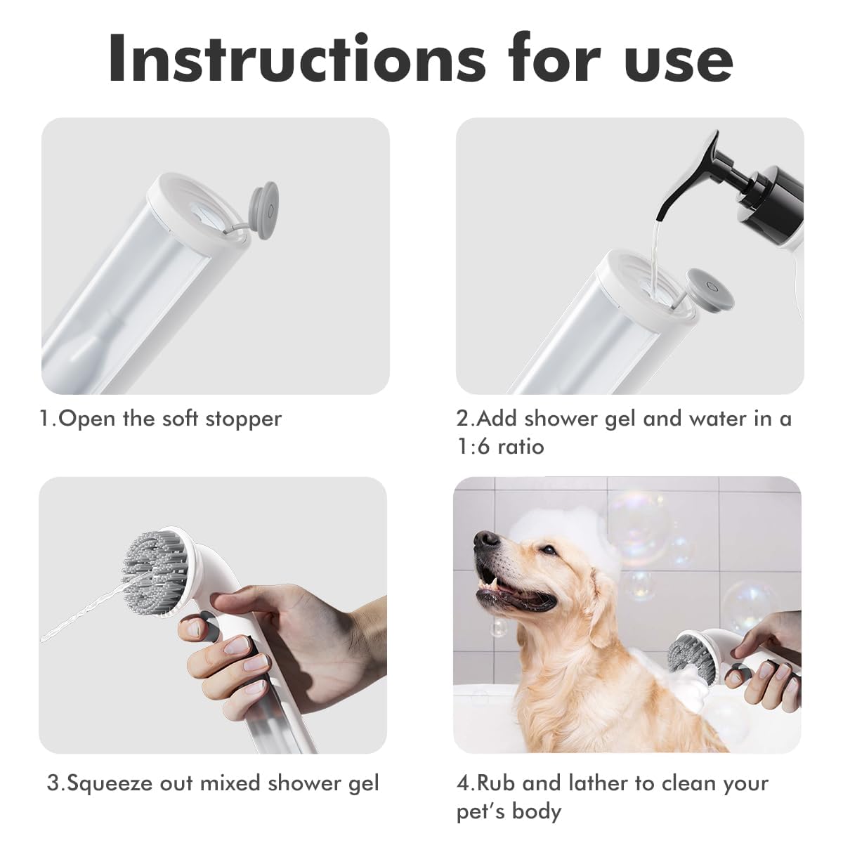 2-in-1 Dog Bath Brush – Silicone Shampoo Grooming Tool