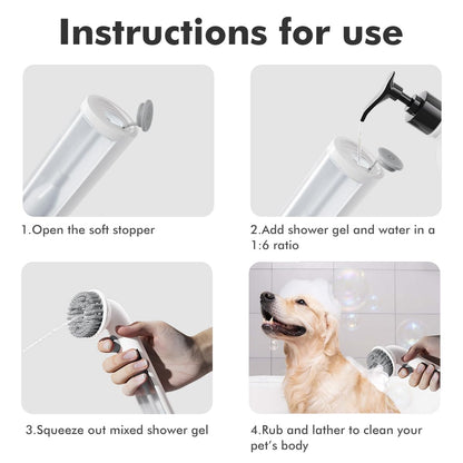 2-in-1 Dog Bath Brush – Silicone Shampoo Grooming Tool