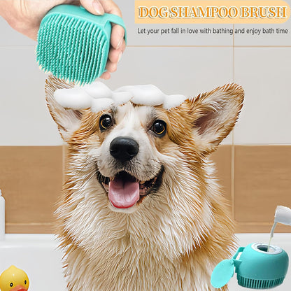 Dog Bath Brush with Shampoo Dispenser – Soft Silicone