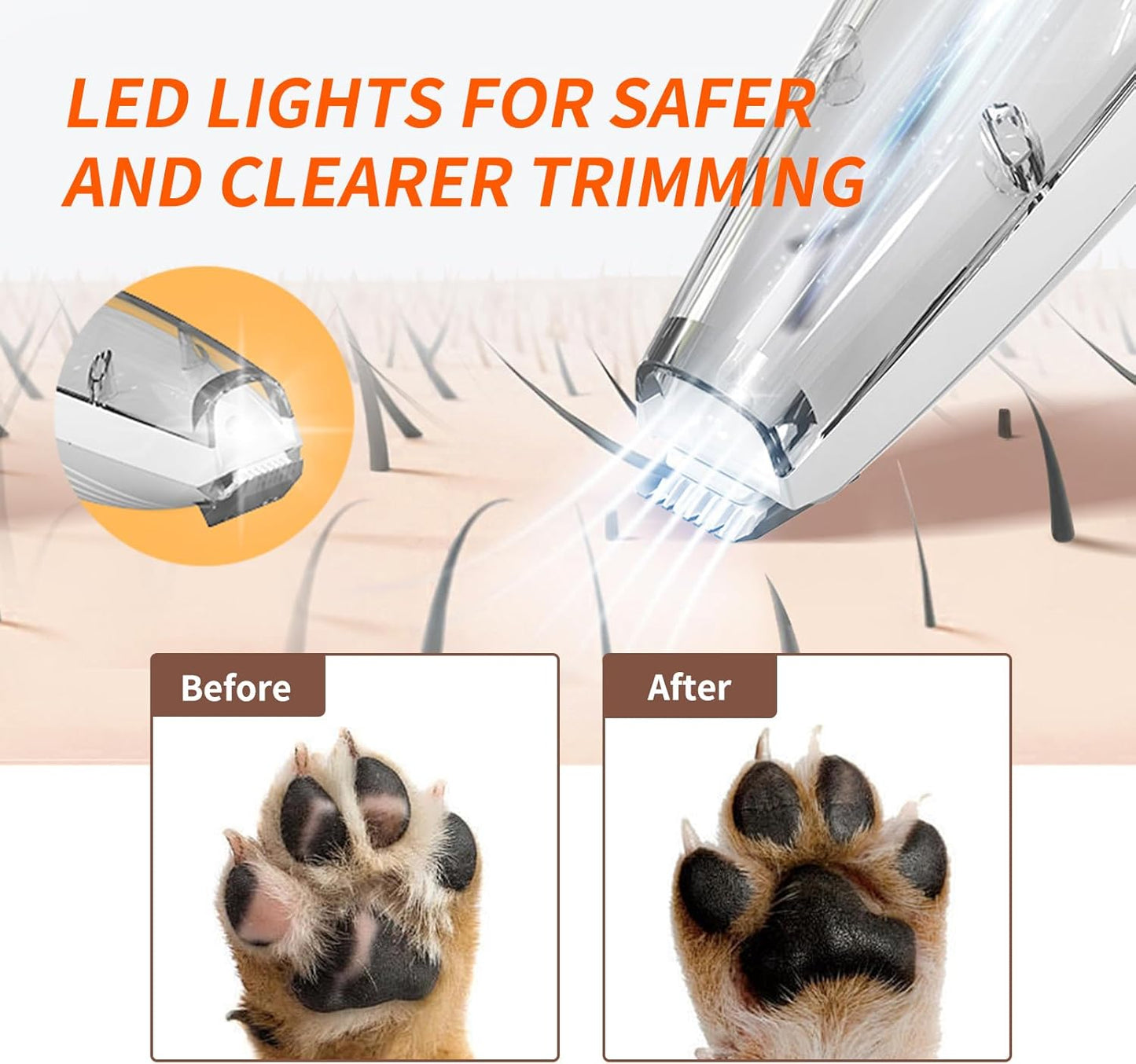 Cordless Dog Paw Trimmer with Vacuum & LED Light | Groomté
