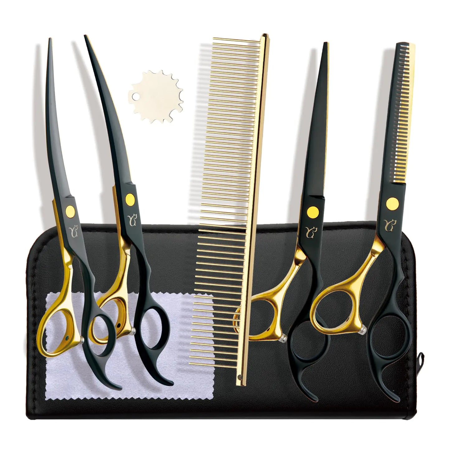 Dog Grooming Shears – Curved & Thinning Set