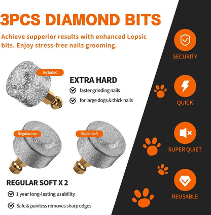 Quiet Dog Nail Grinder with LED Light – 2-Speed Rechargeable