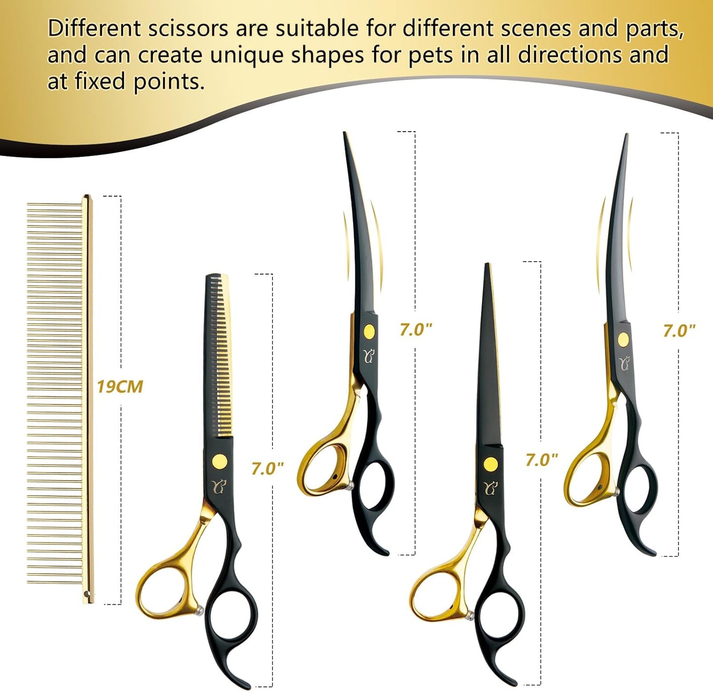 Dog Grooming Shears – Curved & Thinning Set