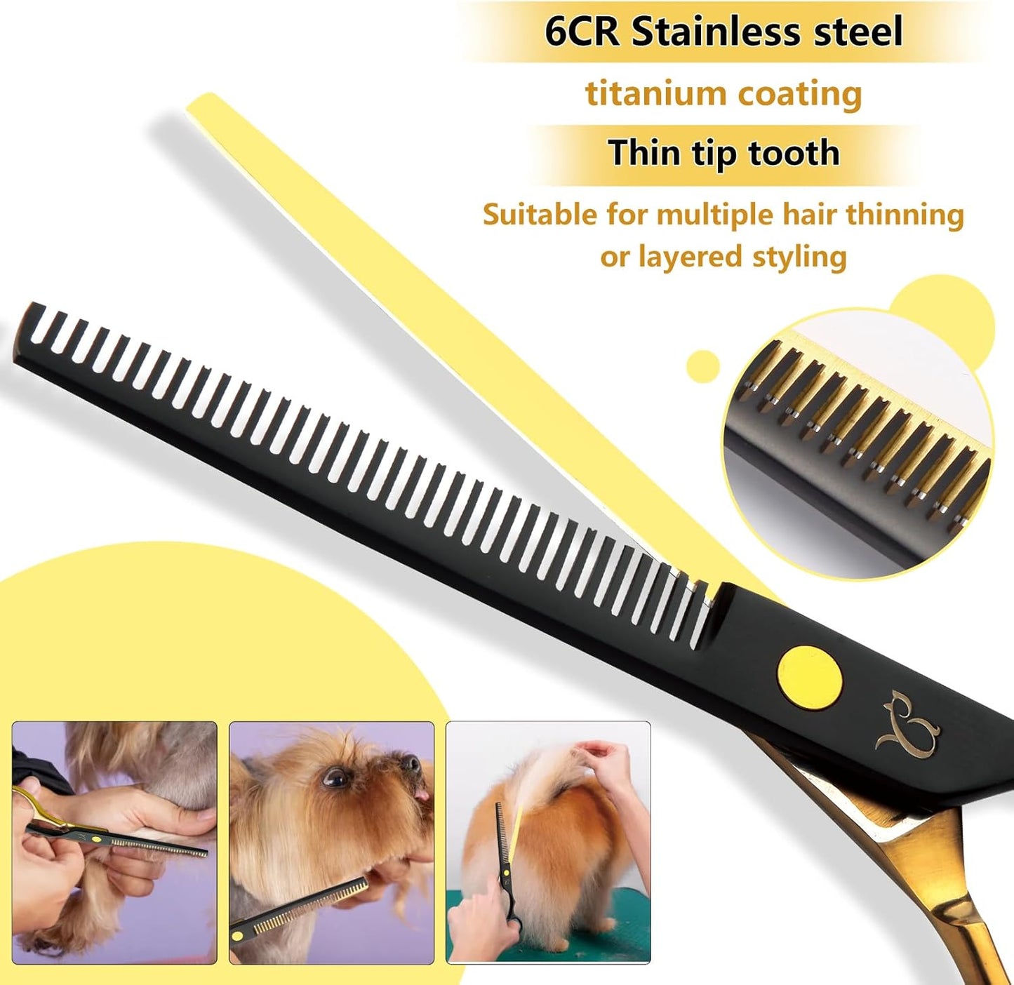 Dog Grooming Shears – Curved & Thinning Set