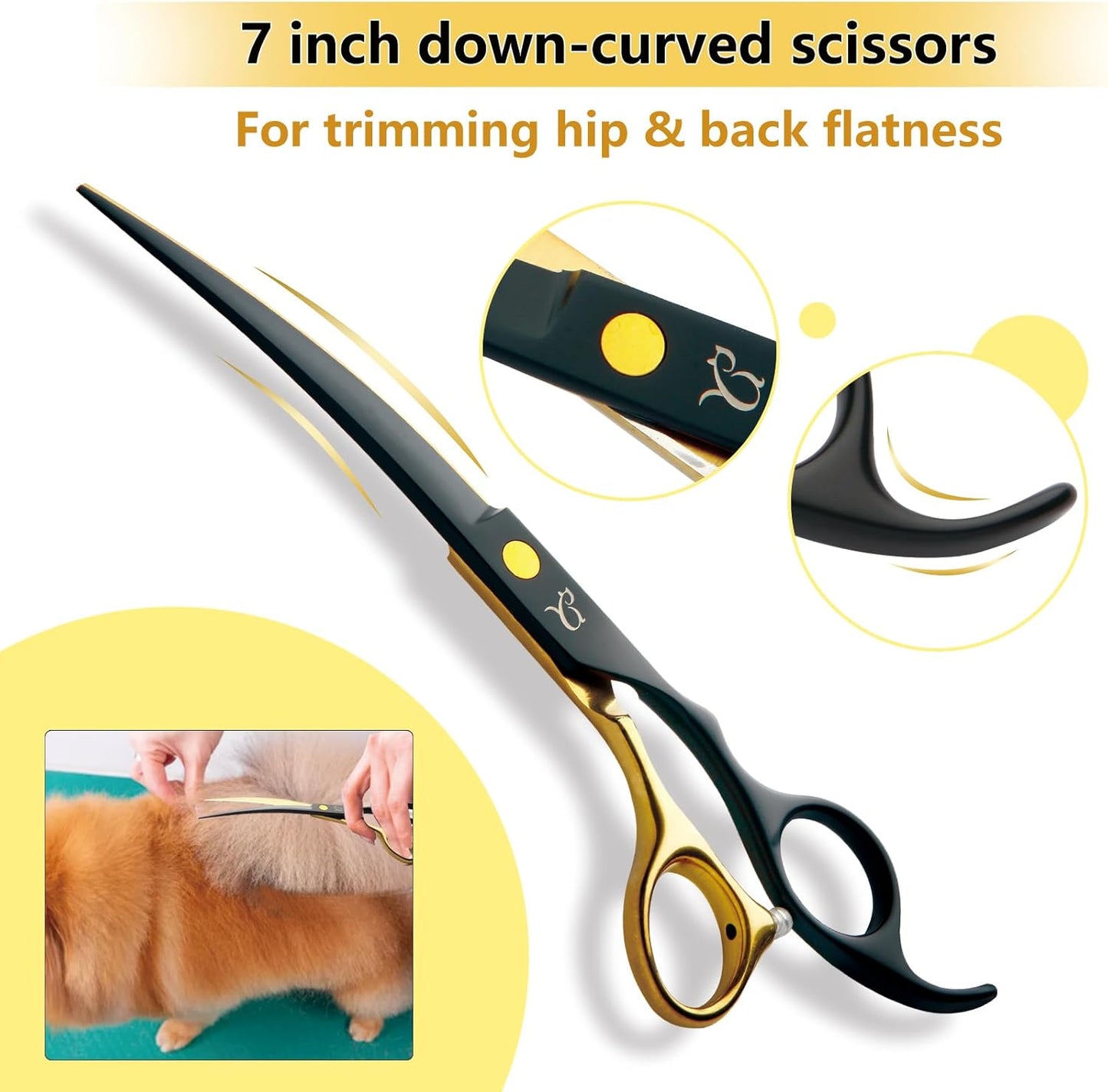 Dog Grooming Shears – Curved & Thinning Set