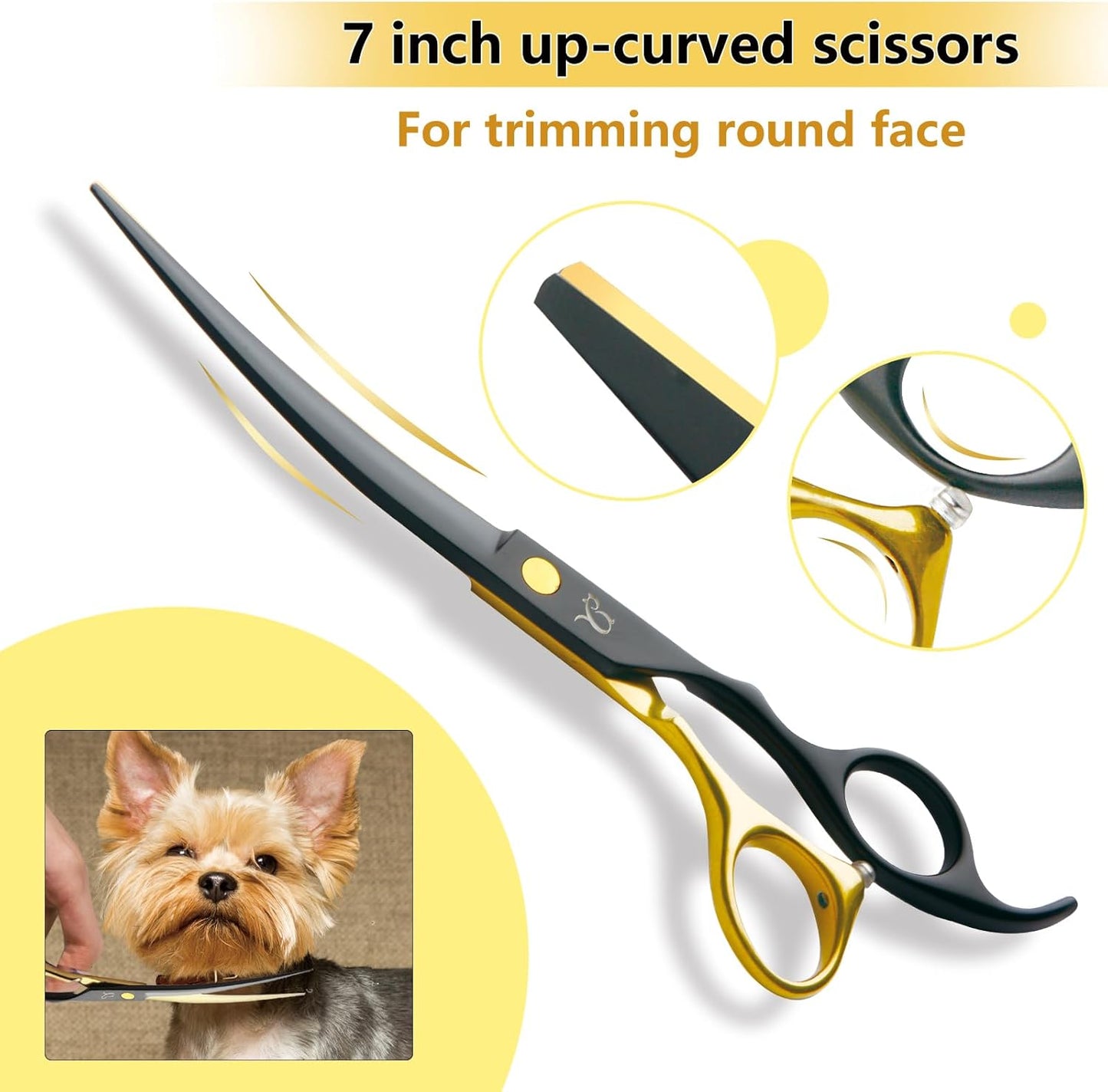 Dog Grooming Shears – Curved & Thinning Set